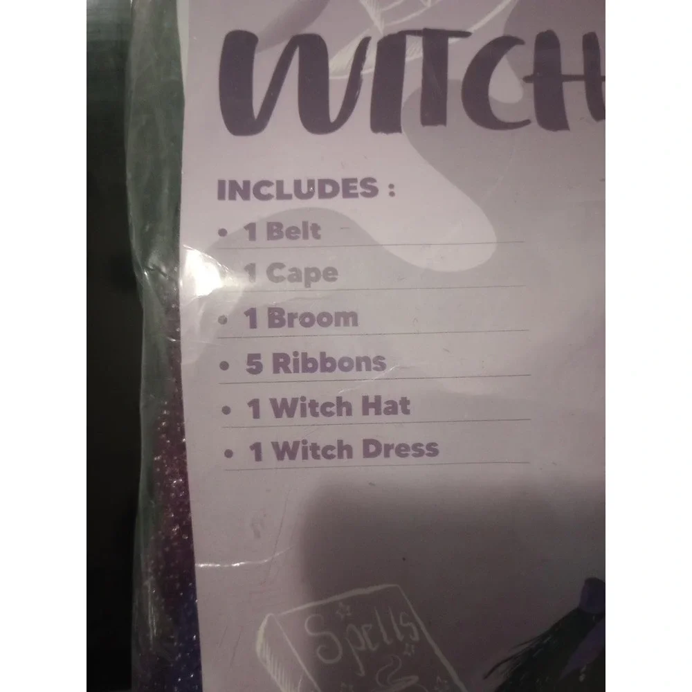Spooktacular Creations Girls Witch Costume Size S 5-7 Dress Hat Broom Cape